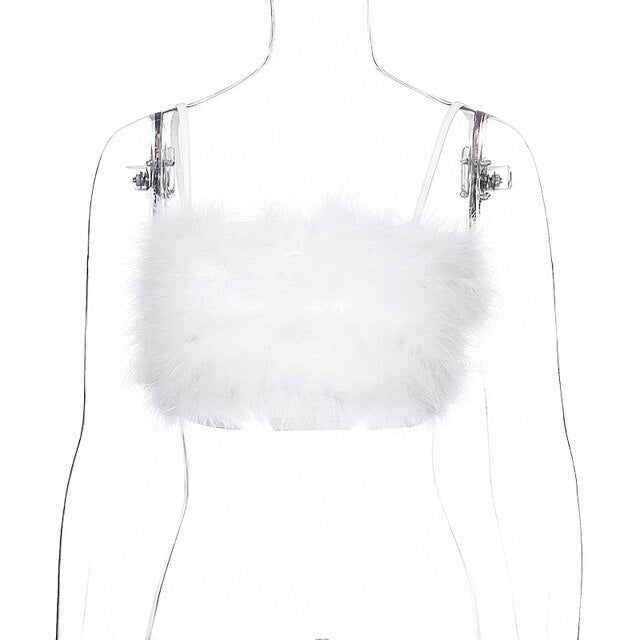 Soul Vibes women crop top fur camis stripe cute streetwear party festival clothes 2019 autumn winter clubwear