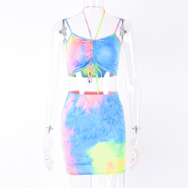 Soul Vibes summer women two piece set tie dye skirt set 2 piece sexy streetwear festival clothes tracksuit outfits sportswear