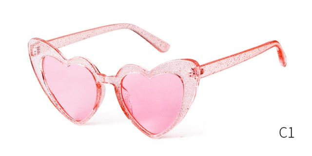 Soul Vibes Women Sunglasses Vintage Brand Designer Heart Shape Pink Glitter Lens Funny Sun Glasses Girls Party Festival OM863