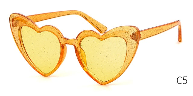 Soul Vibes Women Sunglasses Vintage Brand Designer Heart Shape Pink Glitter Lens Funny Sun Glasses Girls Party Festival OM863
