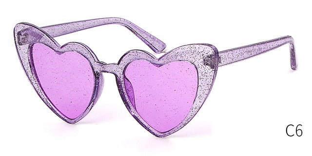 Soul Vibes Women Sunglasses Vintage Brand Designer Heart Shape Pink Glitter Lens Funny Sun Glasses Girls Party Festival OM863