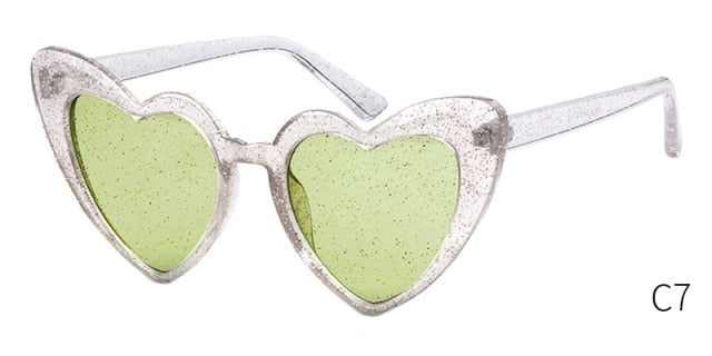 Soul Vibes Women Sunglasses Vintage Brand Designer Heart Shape Pink Glitter Lens Funny Sun Glasses Girls Party Festival OM863