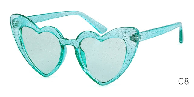 Soul Vibes Women Sunglasses Vintage Brand Designer Heart Shape Pink Glitter Lens Funny Sun Glasses Girls Party Festival OM863