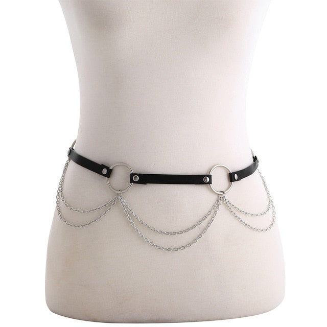 Soul Vibes Leather Body Harness Chain Belt Sexy Body Chain Women Straps Girls Rave Waist Jewelry Fashion Accessory