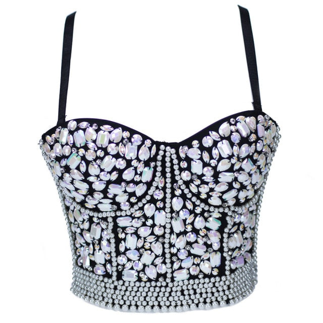 Soul Vibes Shiny Top with Rhinestones Women Shining Backless Bustier Festival Femme Corset Bra Crop Tops Y2k Fashion E Girl Clothes 2021
