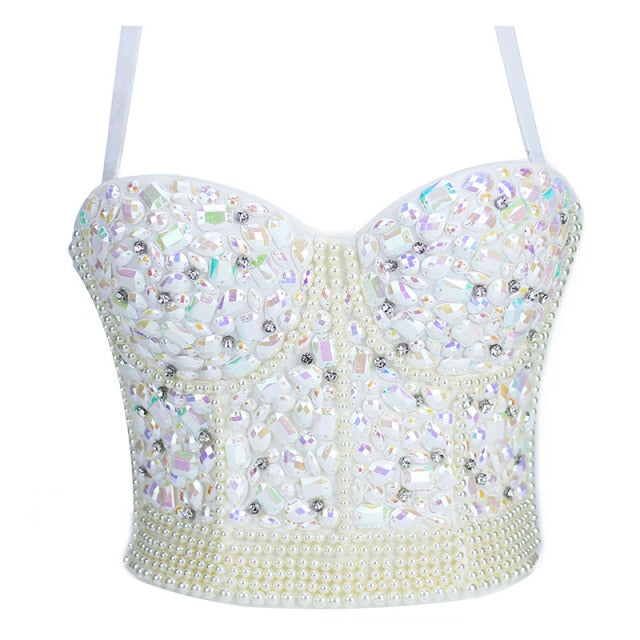 Soul Vibes Shiny Top with Rhinestones Women Shining Backless Bustier Festival Femme Corset Bra Crop Tops Y2k Fashion E Girl Clothes 2021