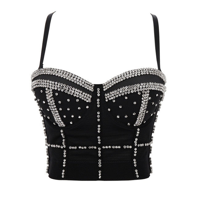 Soul Vibes Shiny Top with Rhinestones Women Shining Backless Bustier Festival Femme Corset Bra Crop Tops Y2k Fashion E Girl Clothes 2021