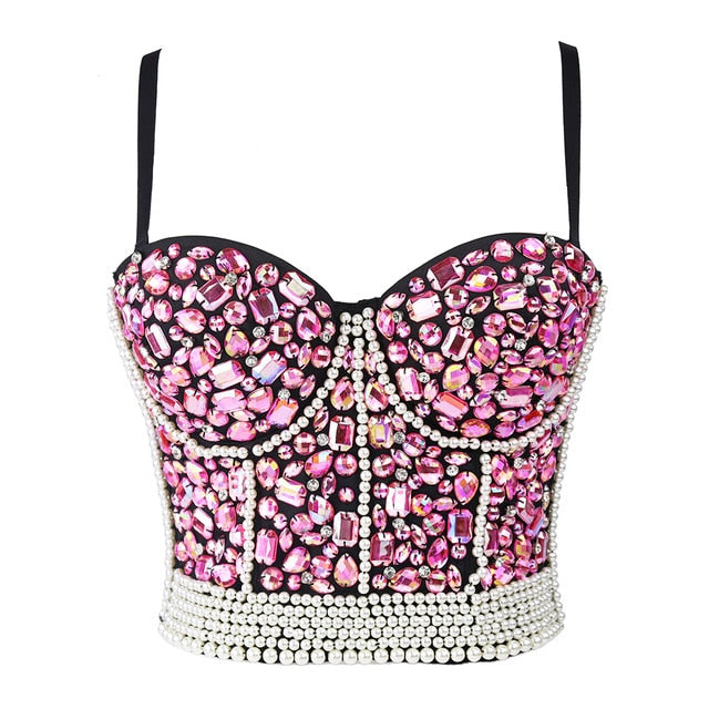 Soul Vibes Shiny Top with Rhinestones Women Shining Backless Bustier Festival Femme Corset Bra Crop Tops Y2k Fashion E Girl Clothes 2021