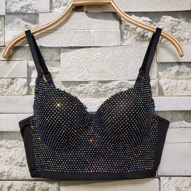 Soul Vibes Shiny Top with Rhinestones Women Shining Backless Bustier Festival Femme Corset Bra Crop Tops Y2k Fashion E Girl Clothes 2021