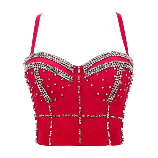 Soul Vibes Shiny Top with Rhinestones Women Shining Backless Bustier Festival Femme Corset Bra Crop Tops Y2k Fashion E Girl Clothes 2021
