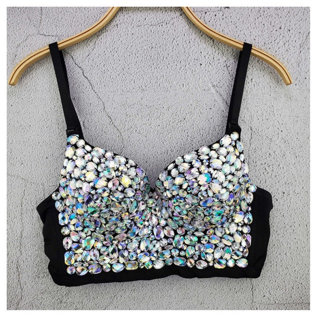 Soul Vibes Shiny Top with Rhinestones Women Shining Backless Bustier Festival Femme Corset Bra Crop Tops Y2k Fashion E Girl Clothes 2021