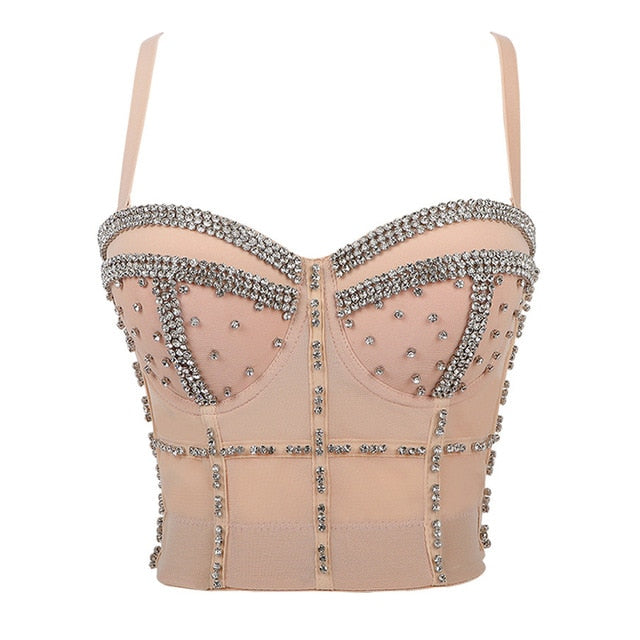 Soul Vibes Shiny Top with Rhinestones Women Shining Backless Bustier Festival Femme Corset Bra Crop Tops Y2k Fashion E Girl Clothes 2021