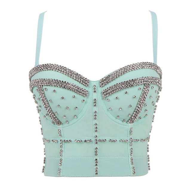 Soul Vibes Shiny Top with Rhinestones Women Shining Backless Bustier Festival Femme Corset Bra Crop Tops Y2k Fashion E Girl Clothes 2021