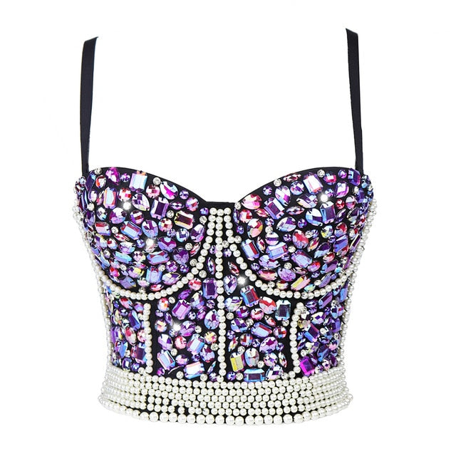 Soul Vibes Shiny Top with Rhinestones Women Shining Backless Bustier Festival Femme Corset Bra Crop Tops Y2k Fashion E Girl Clothes 2021
