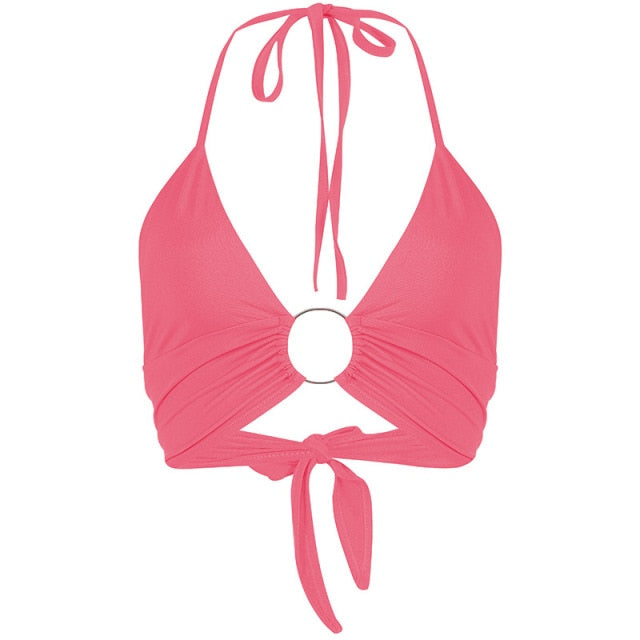 Soul Vibes Neon Halter Bralette Crop Top Women Rave Festival Club Wear Street Style Backless Cami Summer Tank Tops C67-H05