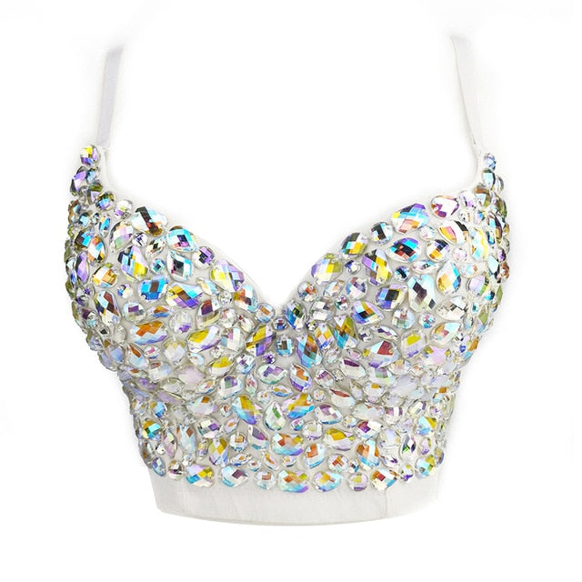 Soul Vibes Shiny Top with Rhinestones Women Shining Backless Bustier Festival Femme Corset Bra Crop Tops Y2k Fashion E Girl Clothes 2021