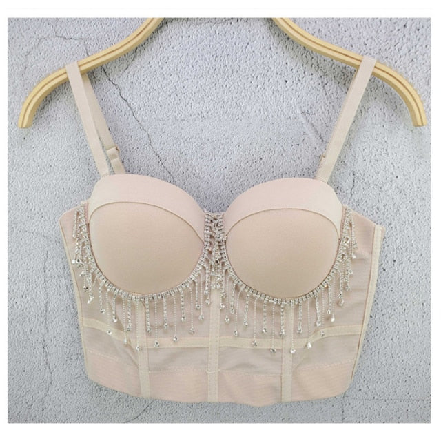 Soul Vibes Shiny Top with Rhinestones Women Shining Backless Bustier Festival Femme Corset Bra Crop Tops Y2k Fashion E Girl Clothes 2021