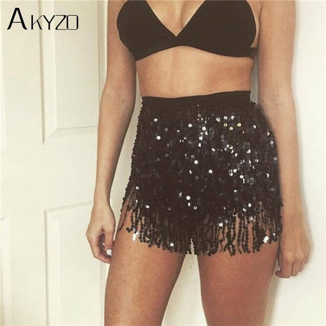 Soul Vibes Festival Party Sequins Tassel Skirt Women Dance Nightclub Fringe Hip Belt Samba Wrap Skirt 9 Colors