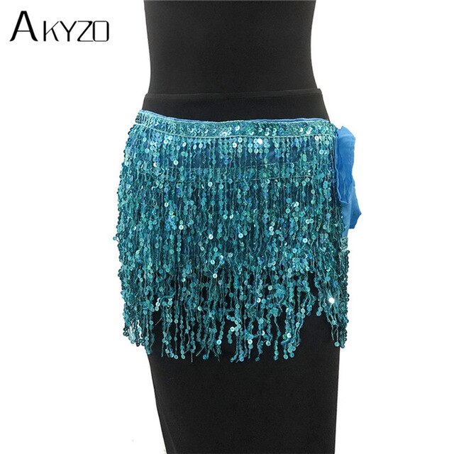 Soul Vibes Festival Party Sequins Tassel Skirt Women Dance Nightclub Fringe Hip Belt Samba Wrap Skirt 9 Colors
