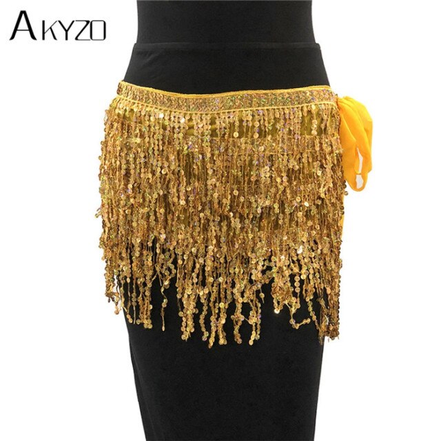 Soul Vibes Festival Party Sequins Tassel Skirt Women Dance Nightclub Fringe Hip Belt Samba Wrap Skirt 9 Colors