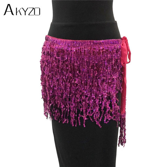 Soul Vibes Festival Party Sequins Tassel Skirt Women Dance Nightclub Fringe Hip Belt Samba Wrap Skirt 9 Colors