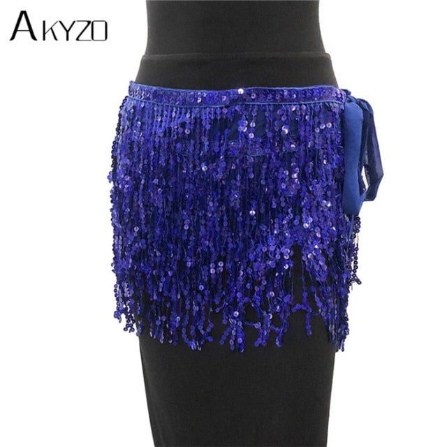 Soul Vibes Festival Party Sequins Tassel Skirt Women Dance Nightclub Fringe Hip Belt Samba Wrap Skirt 9 Colors
