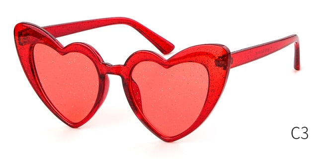 Soul Vibes  Women Sunglasses Vintage Brand Designer Heart Shape Pink Glitter Lens Funny Sun Glasses Girls Party Festival OM863